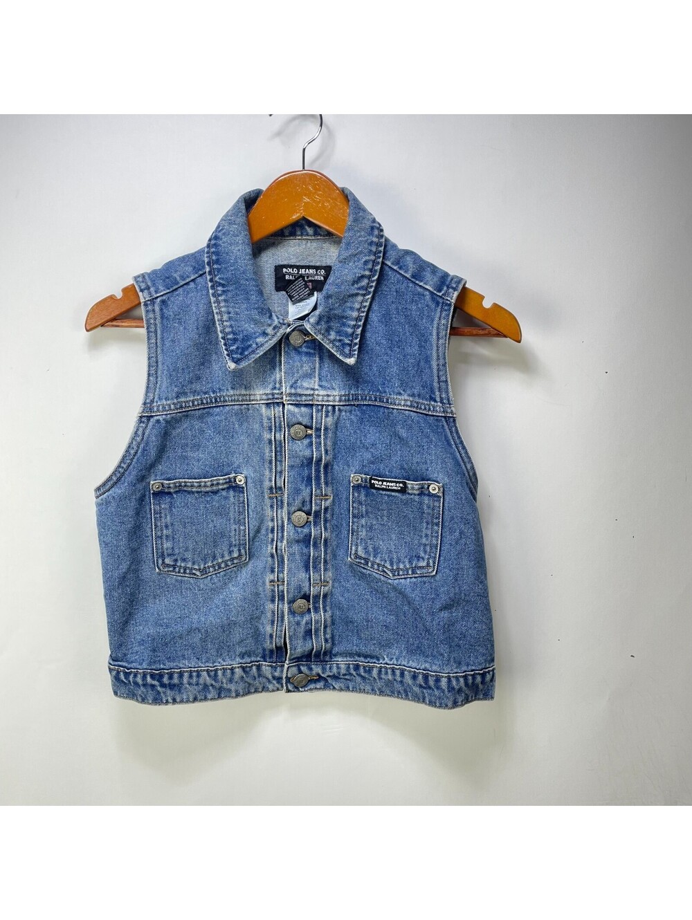 Vintage Polo Jeans Co Denim Sleeveless Vest Jacket Womens M
